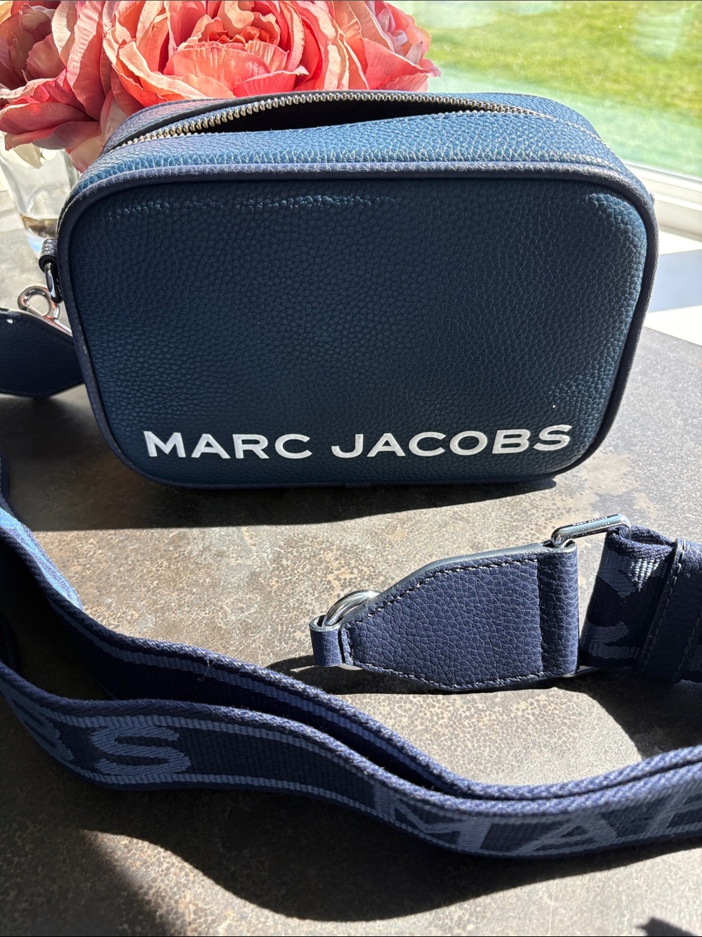 Marc Jacobs Navy Pebbled Leather Crossbody Camera Bag